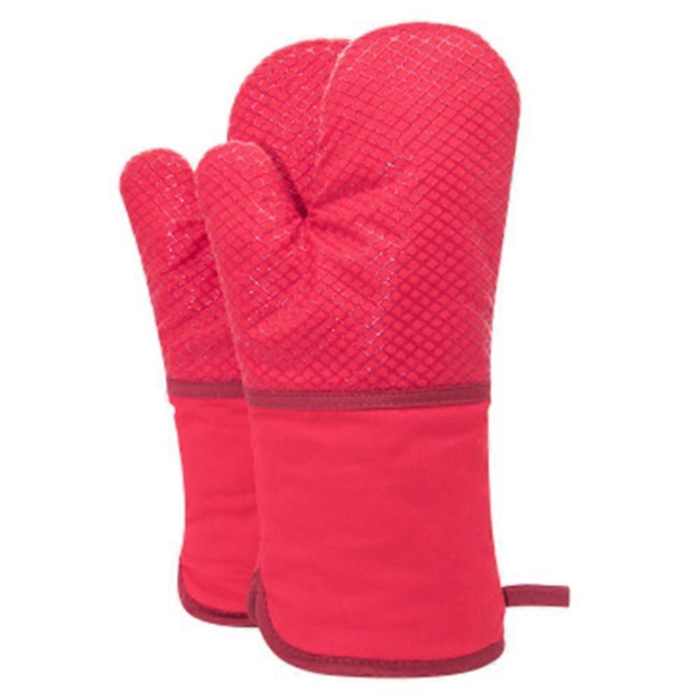 1pair Oven Glove,with 100% Polyester Cotton Lining,non-slip Silicone