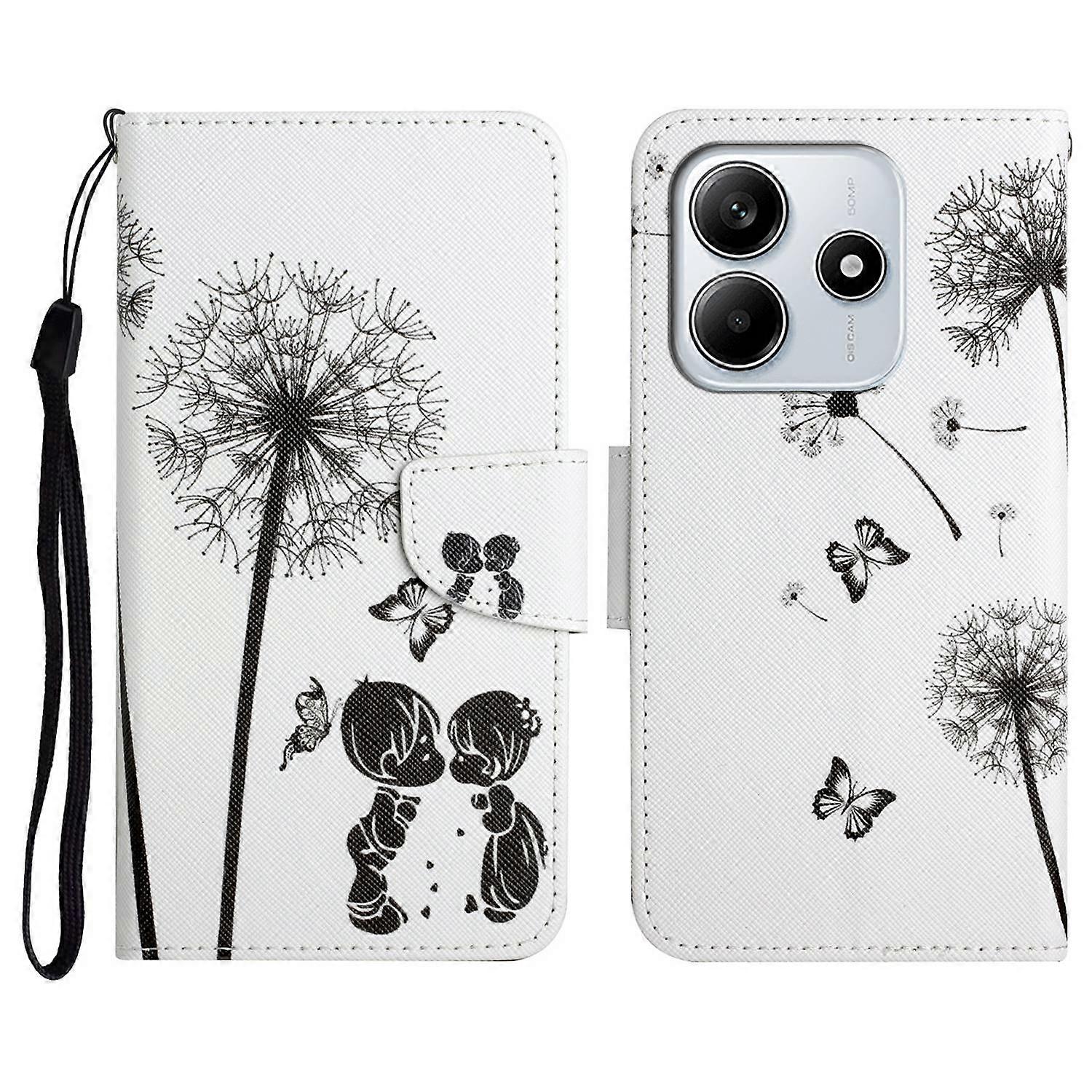 For Xiaomi Redmi Note 14 5G Case Pattern Printing Protective Leather Folio Phone Cover - Dandelion