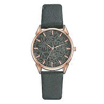 Donna Moda Quadrato Verde Quadrante Pelle Donna Bracciale Orologi Set Quartz Polso