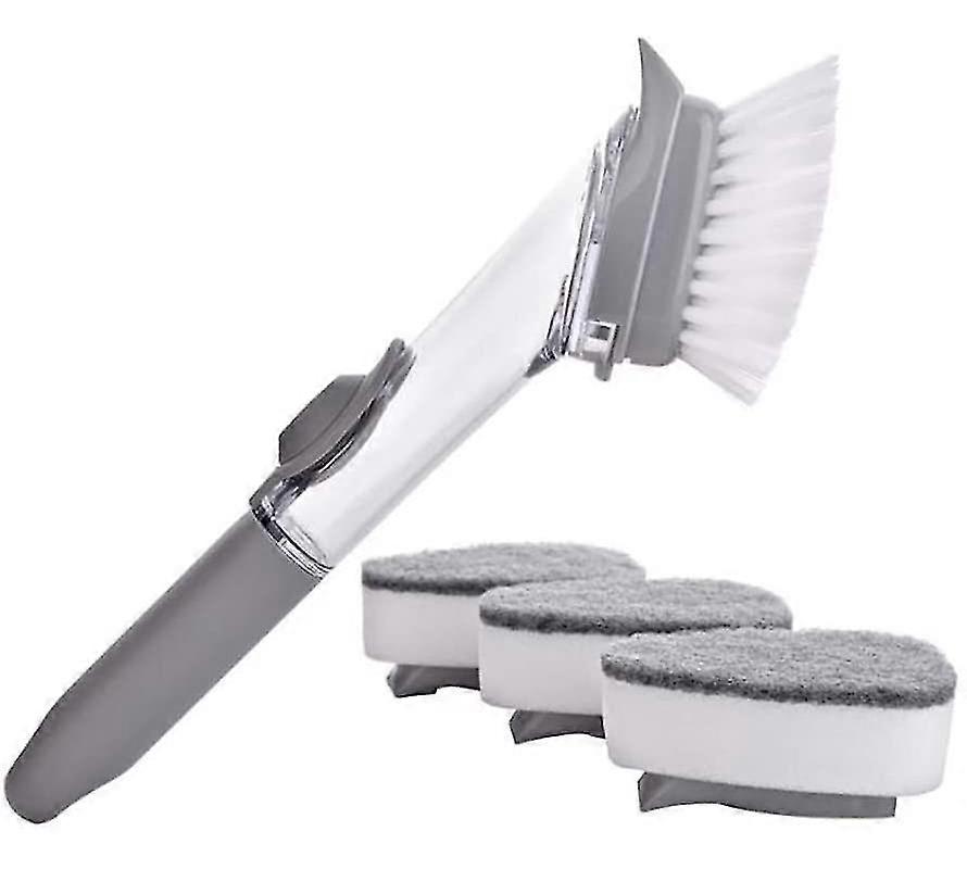 Brosse à vaisselle 3en1 avec distributeur de détergent, brosse à vaisselle