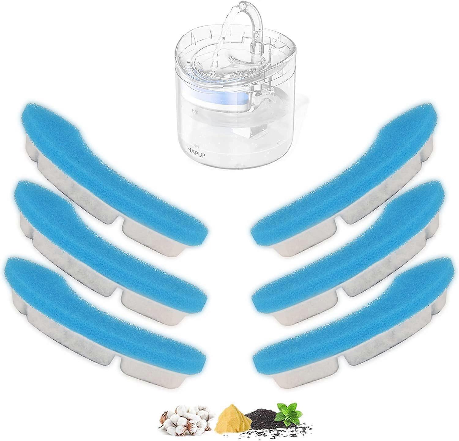 Cat Water Fountain Filter Upgraded Quadruple Action Cat Water Fountain Filter Replacement Filters 6 PCS, for Cat and Dog Water Fountains Automatic Qui