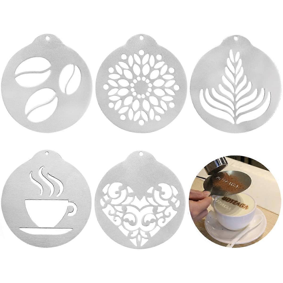 5-Pack Stainless Steel Coffee Decoration Stencils