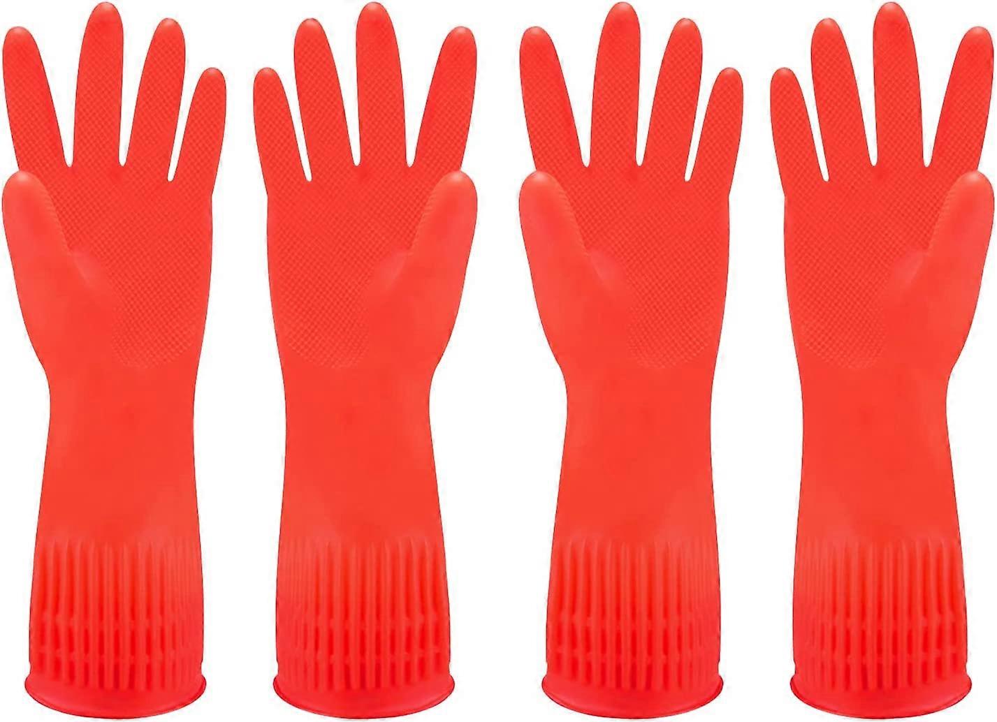 Rubber Dishwash Gloves  2 Pairs(S,Orange)
