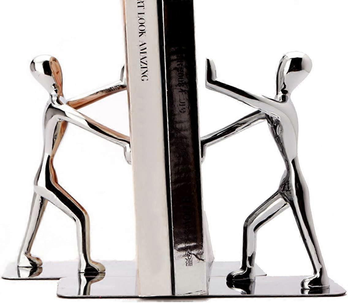 Bookends Heavy Duty Black ,1 Pair(Silver)