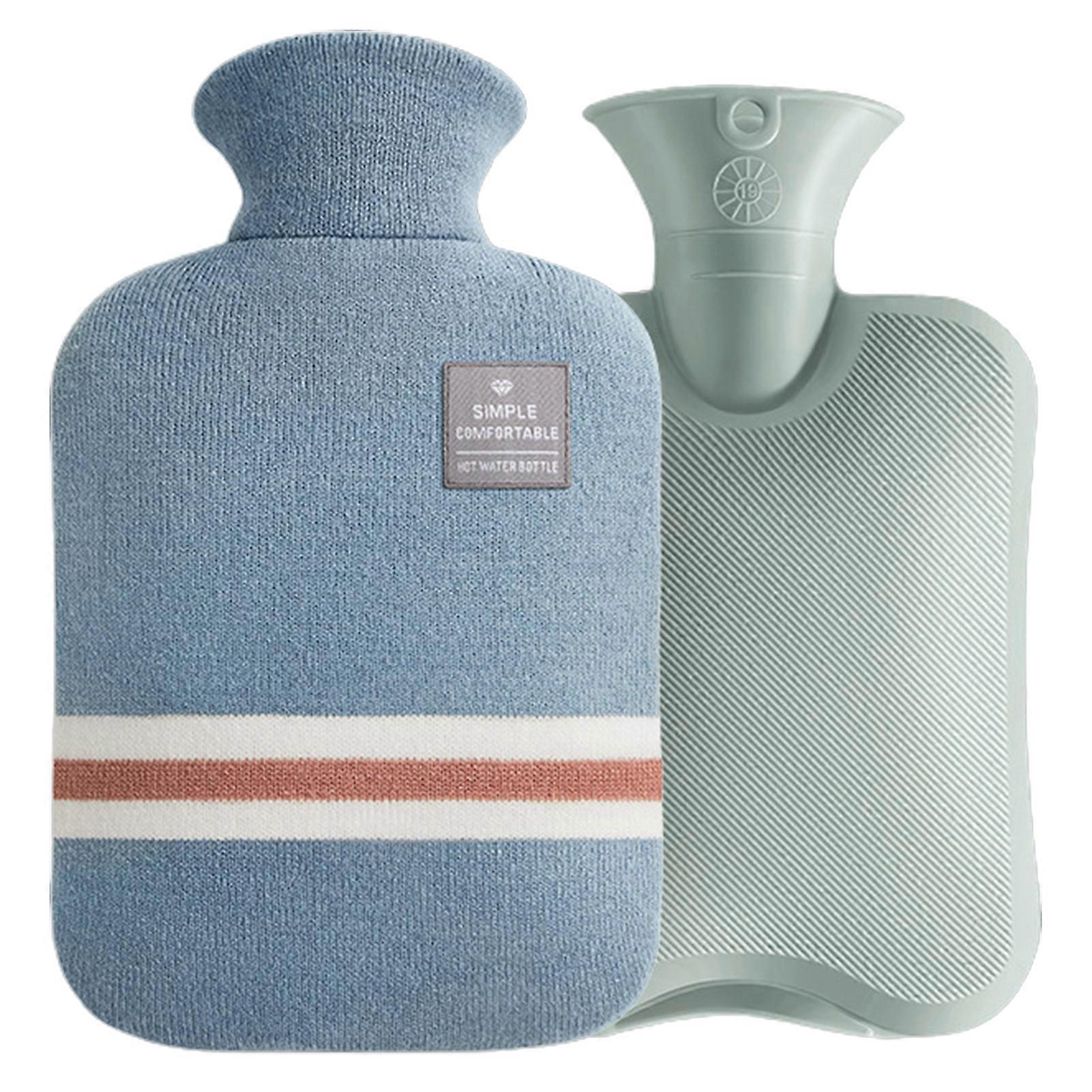 1000ml/2000ml Hand Warmer Bag Good Sealing Water-filling High Temperature Resistant with Knitted Cloth Cover Long-lasting Heat Preservation Warm Belly