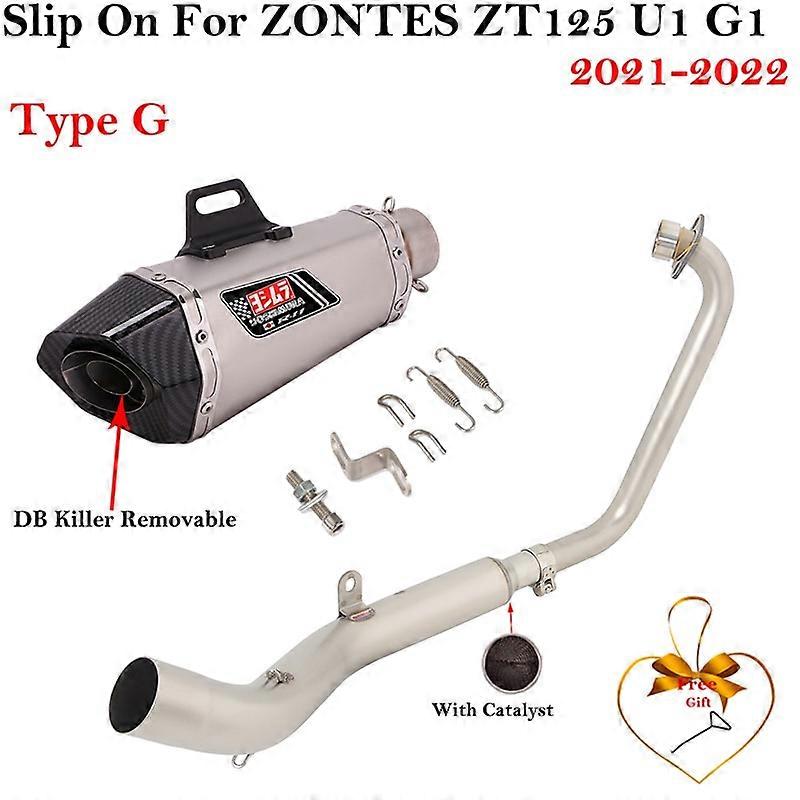 Full System For zontes ZT125 U1 G1 2021 2022 Motorcycle Exhaust Escape Modified Front Link Pipe With Catalyst Muffler DB Killer