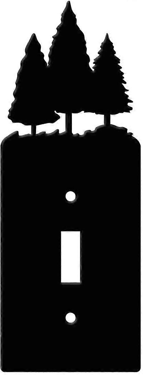 Trees Iron Single Toggle Light Switch Wall Plate Cover Forest Power Outlet Decorations Rectangle Black with Screws for Switch Electric Outlets for 0.3
