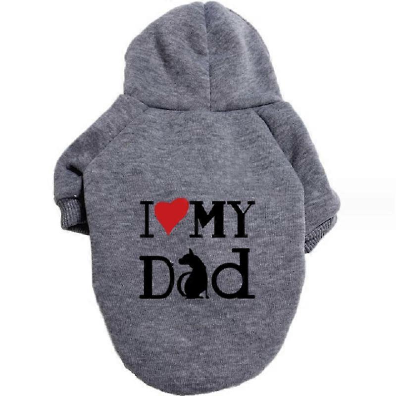 Dog Hoodie - Fall Soft and Warm Dog Sweatshirt, Pet Clothes Autumn Winter Coat with I Love My MOM/DAD Print for Puppy,Cat, Small Medium Large Dogs