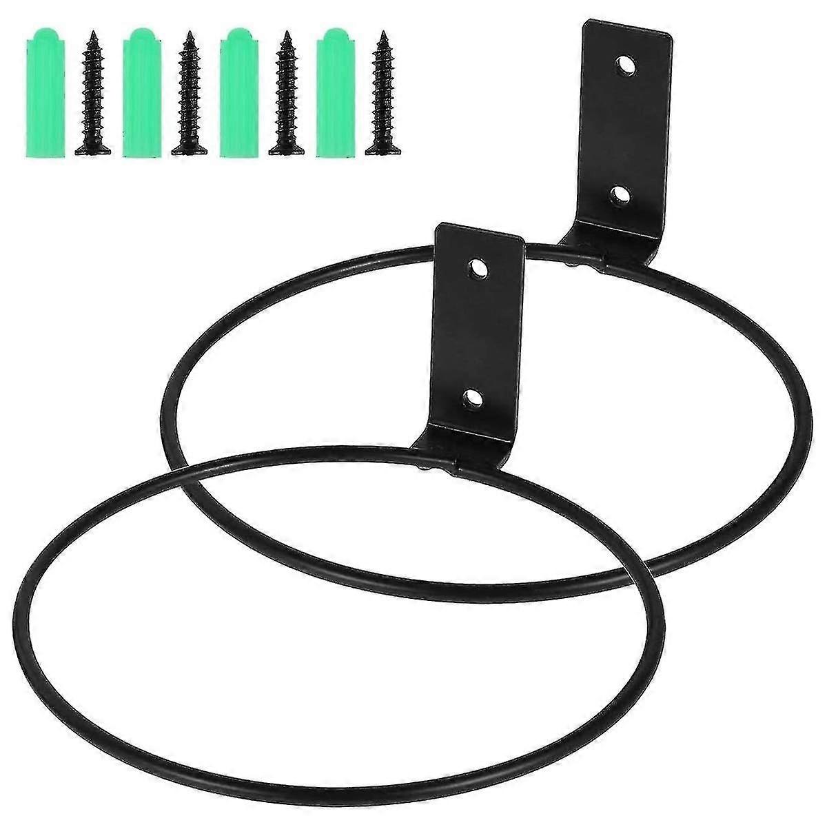 2 Pcs Brackets For Flower Pots, Metal Bracket Ring With Screws Planter Hooks H Flower Planter Tray D Bracket For Patio Balcony