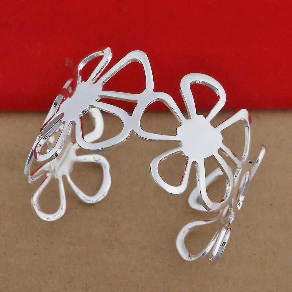 Silver Bracelet / 4 Large Silver Flower Bracelet