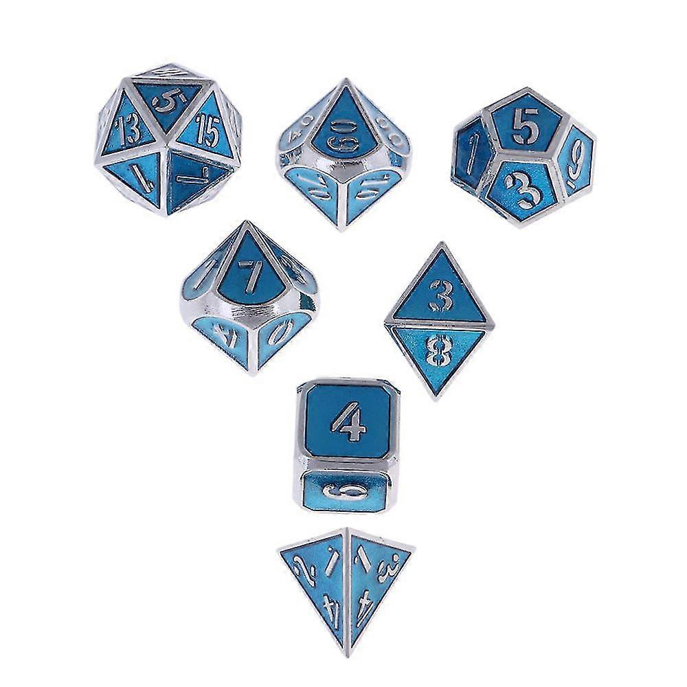 7pcs Multi-sided Dice Set D U0026 D Polyhedral Dice Set Royal Blue Chromium Dice
