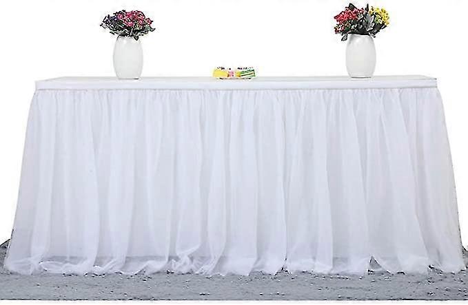 9ft White Table Skirt Tulle Tutu Table Cloth
