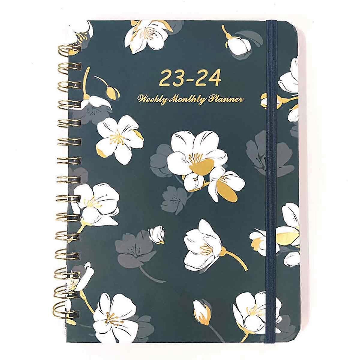 2023-2024 Schedule - Weekly and monthly schedule running from July 2023 to June 2024, 12 monthly labels, double bound hard covers