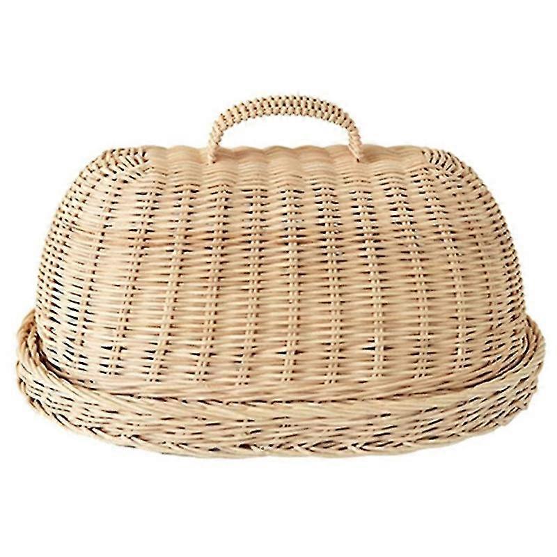 カバー付き籐収納トレイ、手織り籐バスケット、パンフルーツフード朝食ディスプレイボックス、食品、果物、ケーキなど