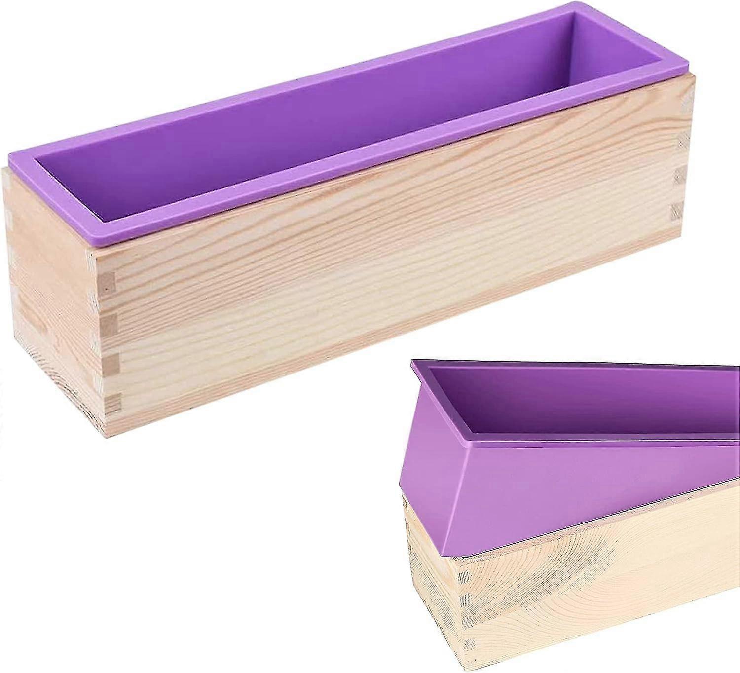 قالب سيليكون الصابون ، قالب سيليكون مستطيل ، قالب سيليكون مع صندوق خشبي ، قوالب سيليكون كعكة ، قالب صابون DIY ، قالب صابون مصنوع يدويا