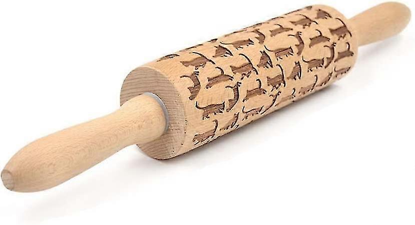 Embossing Rolling Pin,Wooden Engraved Rolling Pin with Cats Pattern for Embossed Cookies