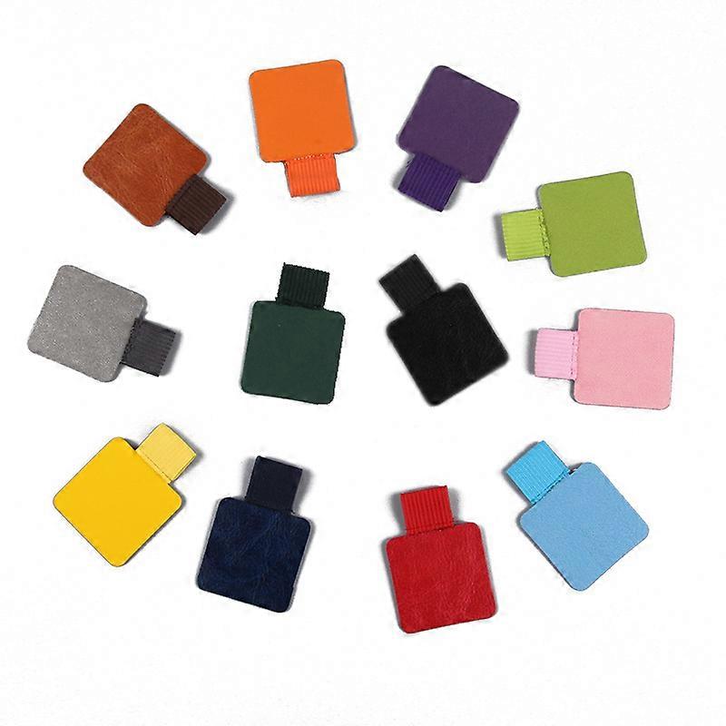 Pack of 12 Self-Adhesive Pen Holders with Elastic Leather Band for Pen Notepad Notepad Pen Holder Multiple Colors