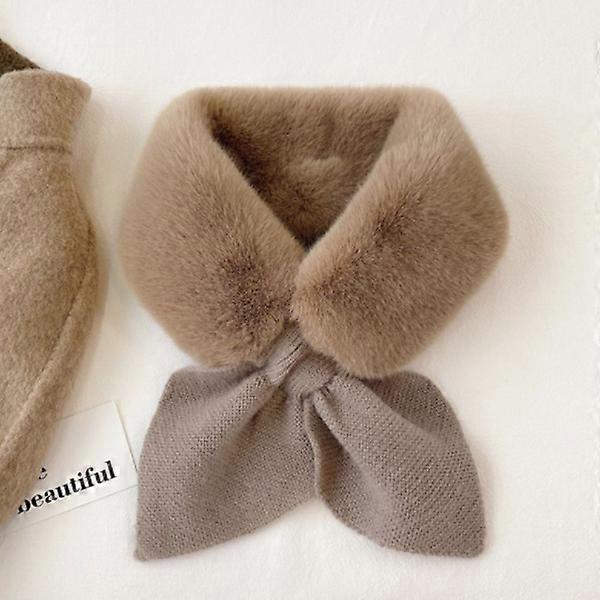Solid Color Faux Fur Rabbit Windproof Autumn Winter Warm Neck (E)