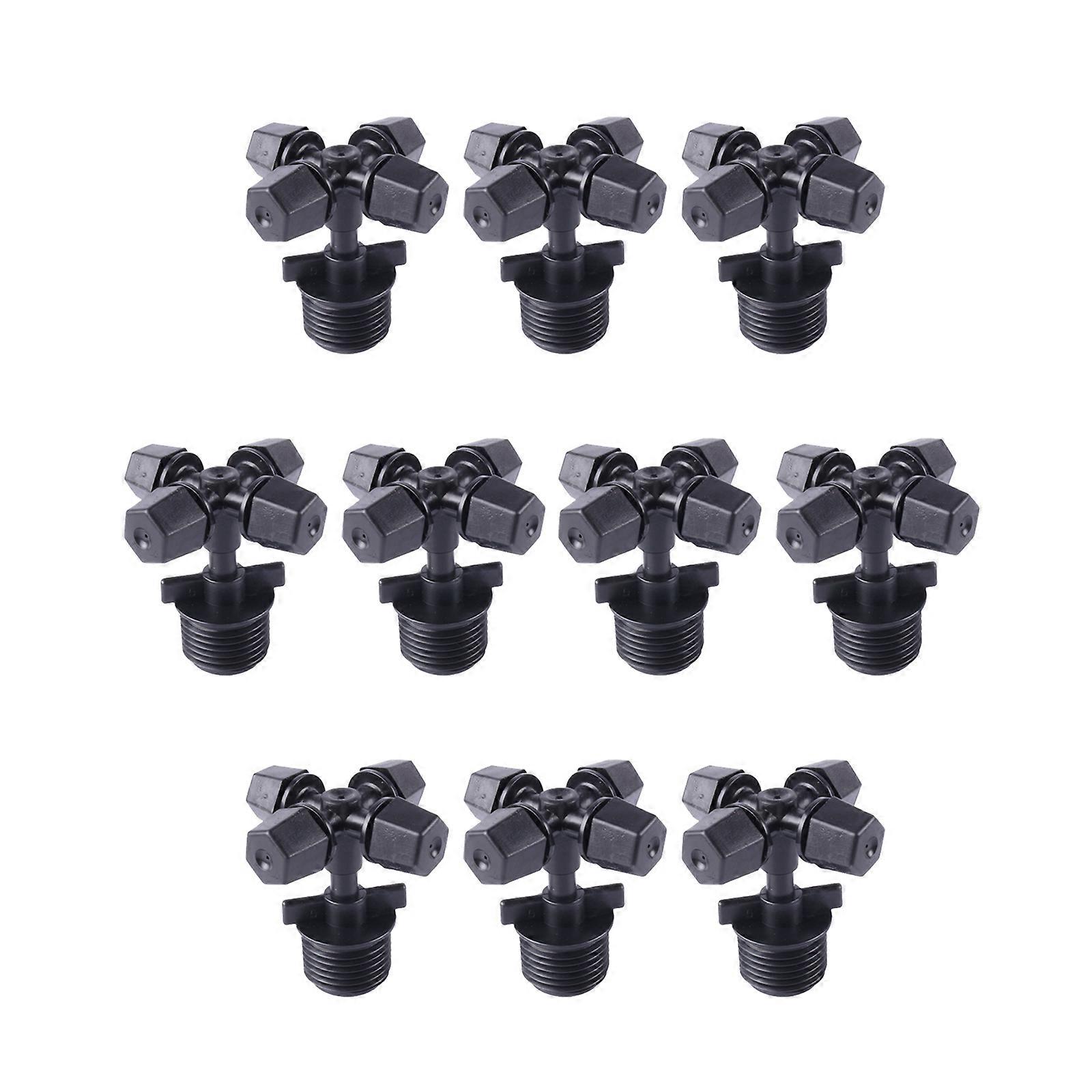 10pcs Irrigation Atomizing Nozzles 4 Points Thread Cross  Irrigation Atomizing Nozzles Black