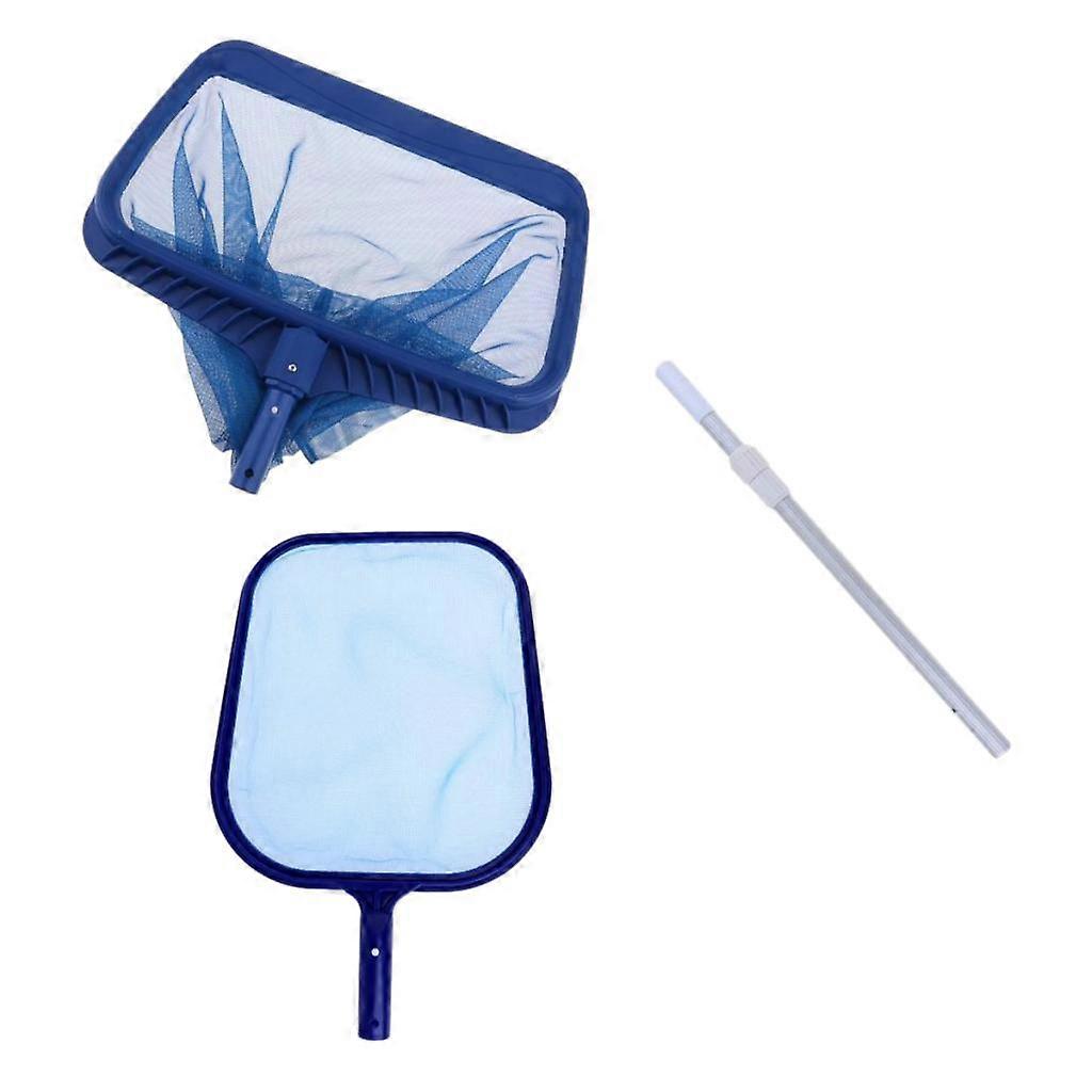 2x Swimming Pool Spa Cleaning Leaf Skimmer Net & 1m Aluminum Telescopic Pole