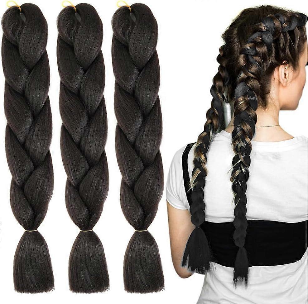 FESHFEN Braiding Hair Extensions - 3 Stück Bunte Jumbo-Zöpfe, Kanekalon Kunsthaar, 60cm Länge