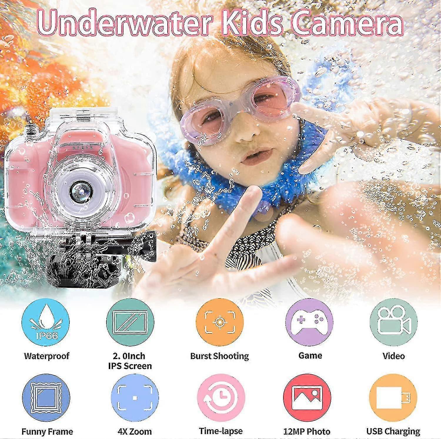 Appareil Photo Enfant 1080P - Écran 2 Pouces, 44 Cadres, 5 Jeux - Cadeau 3 à 10 Ans - 4