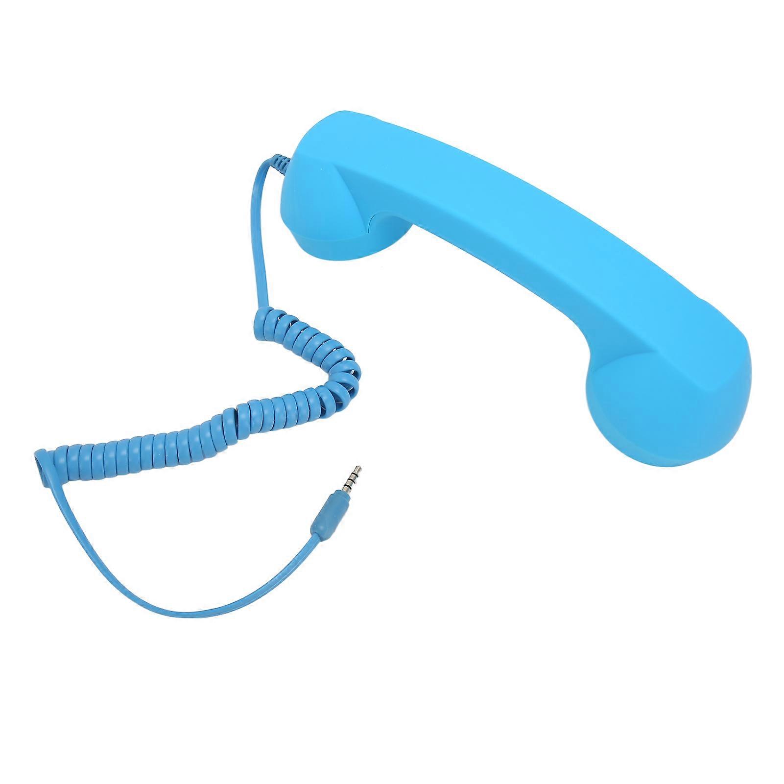 Wired Telephone Handset Receiver with 3.5mm Plug Retro Radiation Proof for Smartphone and Computer Sky Blue