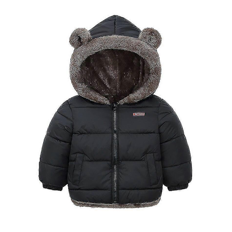 Barnens lammullsjacka pojkar flickor huvad bomullskappa baby vinter varm kappa