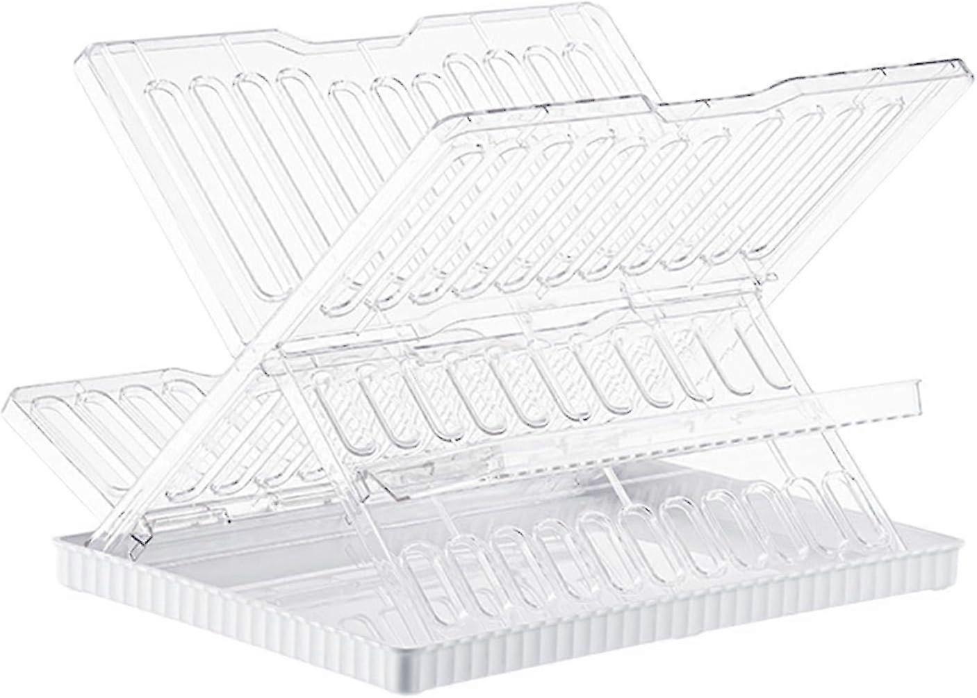 Collapsible Dish Drying Rack with Drainboard - Self Draining Dish Dryer for Pantry Home Cabinet