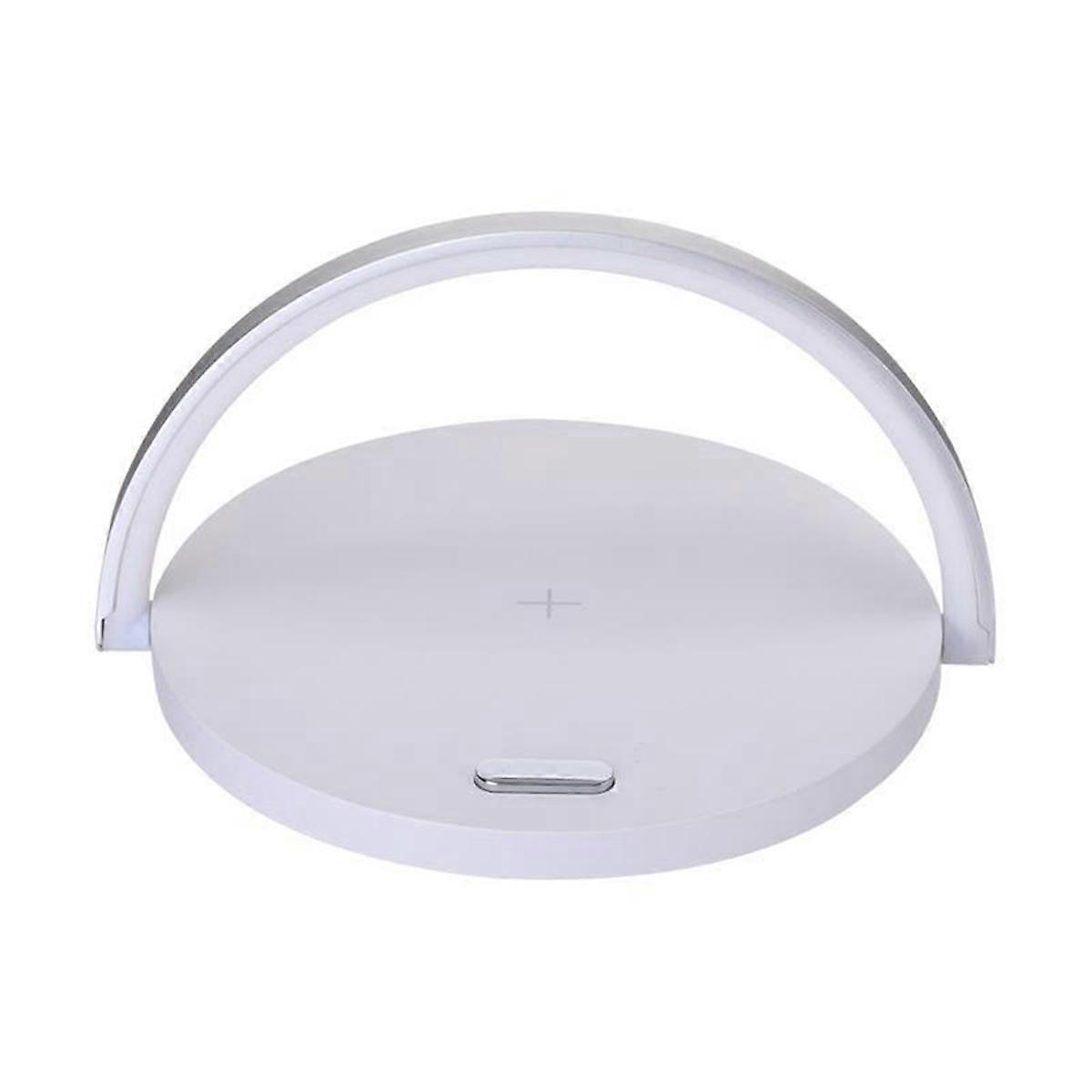 Round Touch Small Desk Lamp Multi-Function Wireless Charger Mobile Phone Holder White