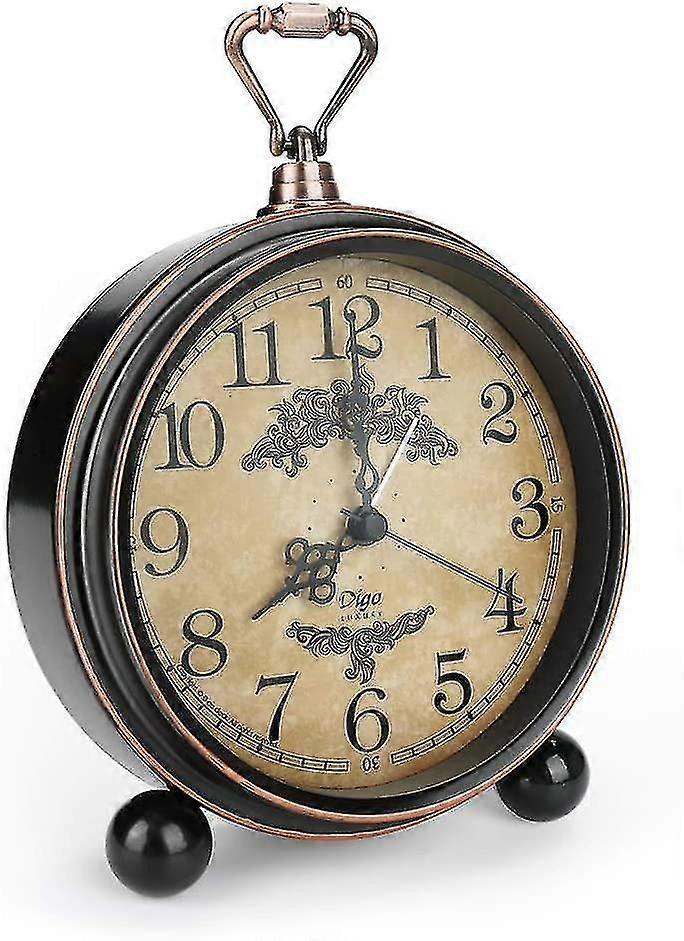 Alarm Clock 5.3" Vintage Shelf Clock, Silent Non-ticking Table Clock Shelf Decor Desk Alarm Clock - Q1