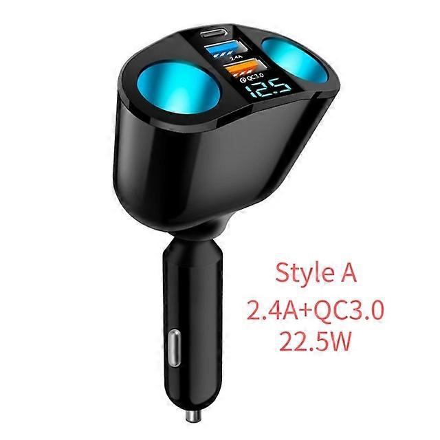 12V/24V 66W Sockets Cigarette Lighter Car Charger Splitter Adapter Multi Power Outlet LED Voltage Display Dual USB Port QC3.0
