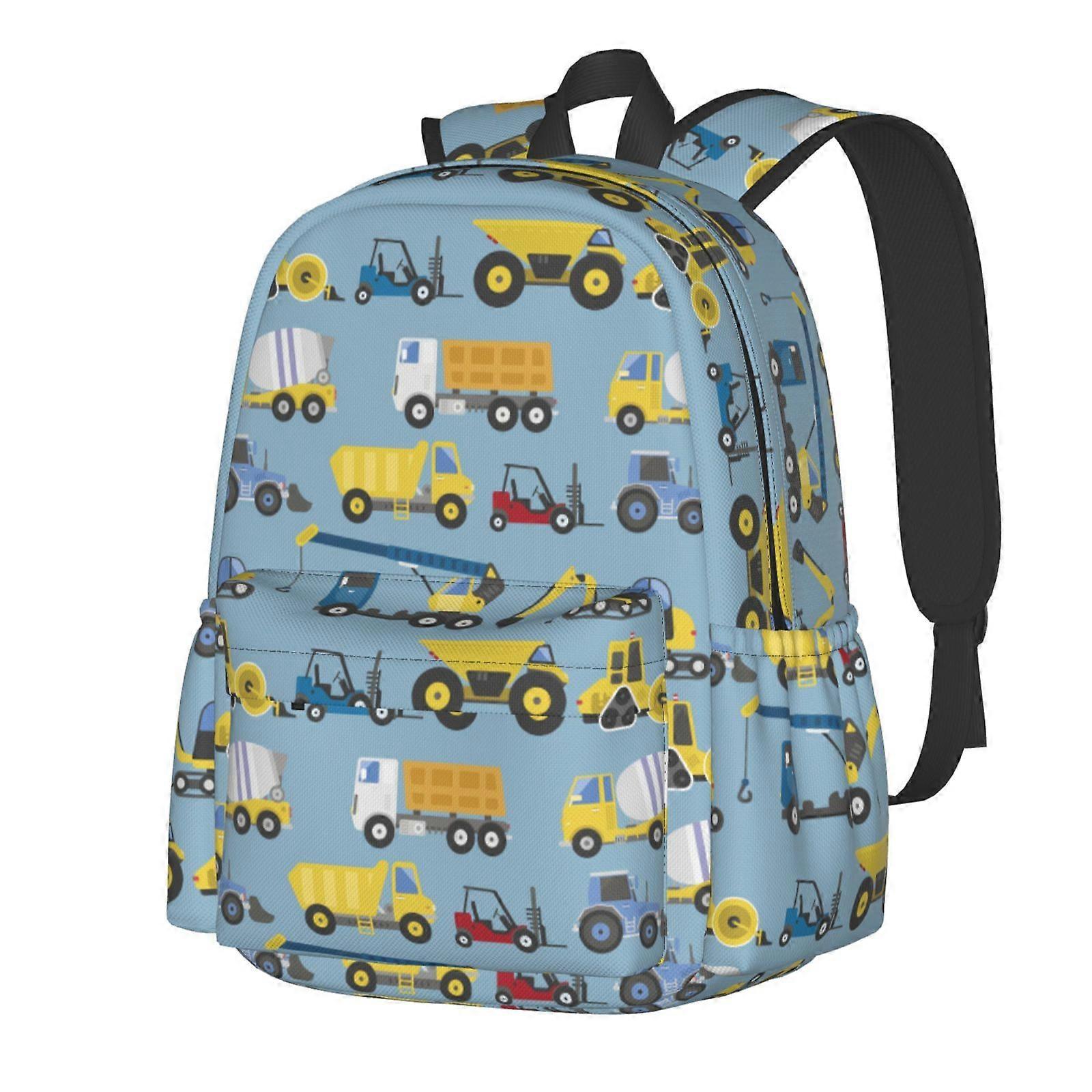 Construction Trucks Pattern Backpack,Large Capacity Travel Backpack,Laptop Backpack,Water Resistant Backpack For Women Men