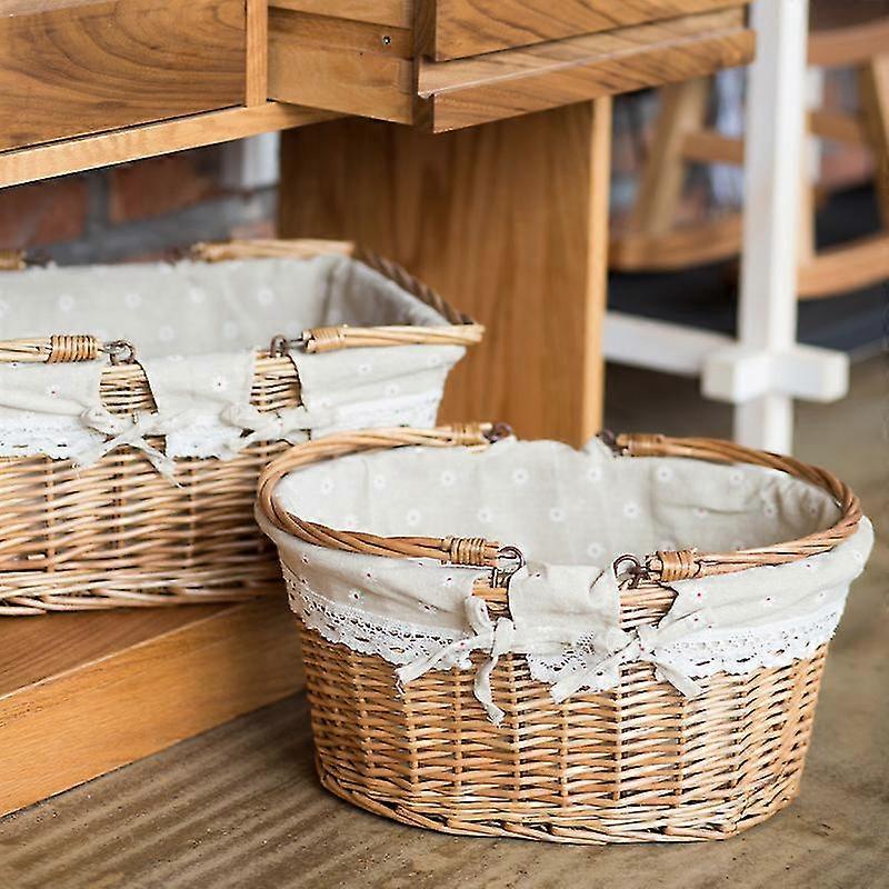 Split Willow shoppingförvaringskorg med krämfoderdräkt