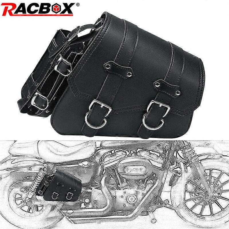 Universal Black PU Leather Saddle Bag Motorcycle Tool Luggage Side Saddle Bag