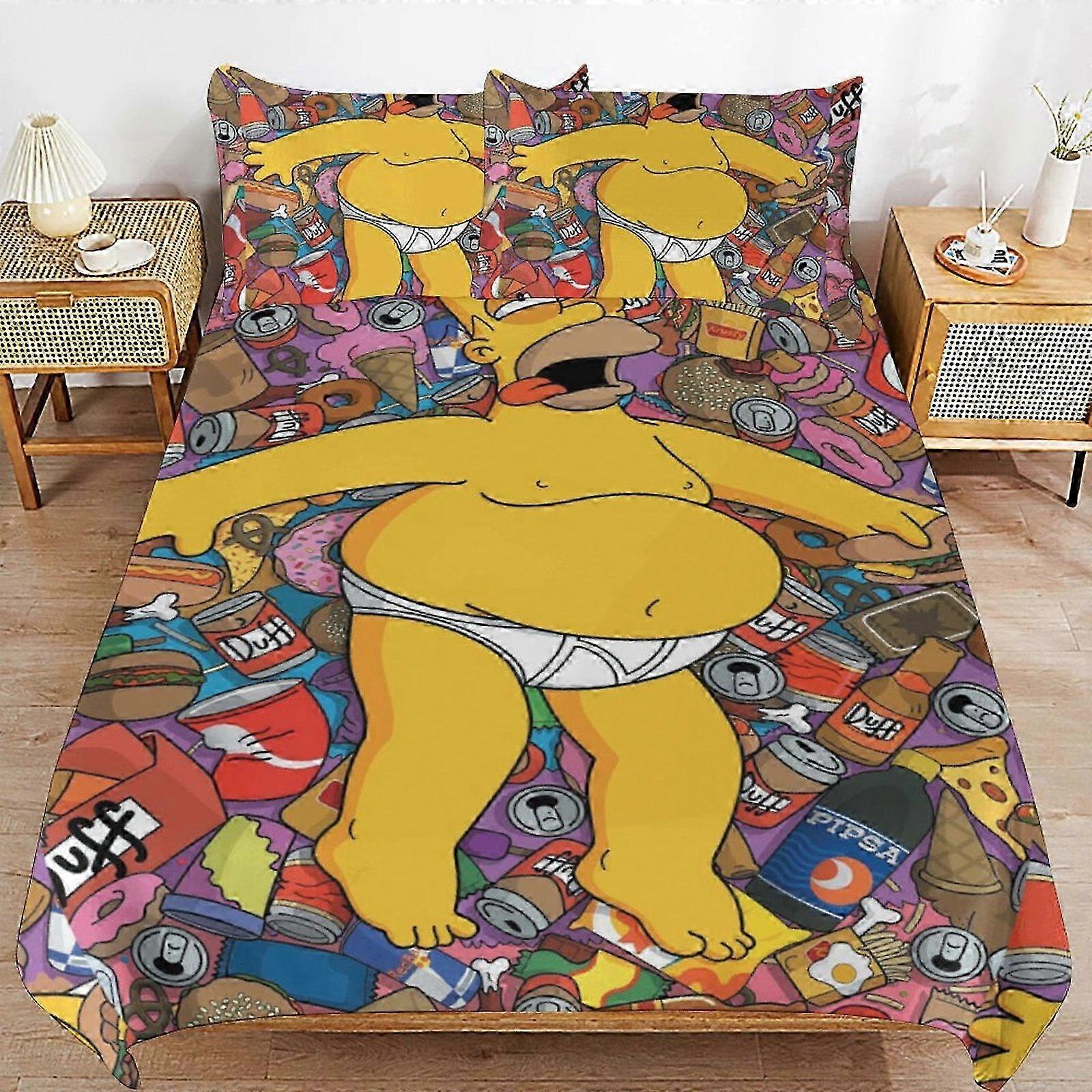 n790 Lençóis de Cama Os Simpsons Capa de Edredom de Cama Microfibra Se3D Impresso Leve3 Peças Edredom Se, Traz para você wath (1 Capa de Edredom e 2 Pi