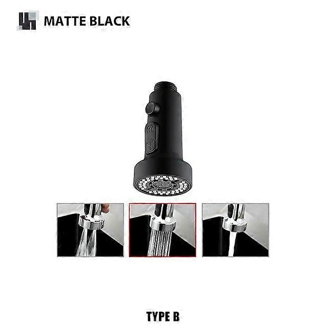 Kitchen Pull-Out Faucet Replacement Splash-Proof Nozzle Black Sink Multi-Functional Shower Head Universal Universal Connector
