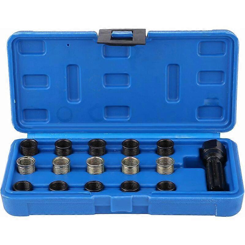 DWW-Kit d'outils de rparation de Filetage de Bougie d'allumage 16Pcs 14mm x 1.25 M16 Tap avec tui Portablespark Plug helicoil kit Spark Plug-Thread-Re
