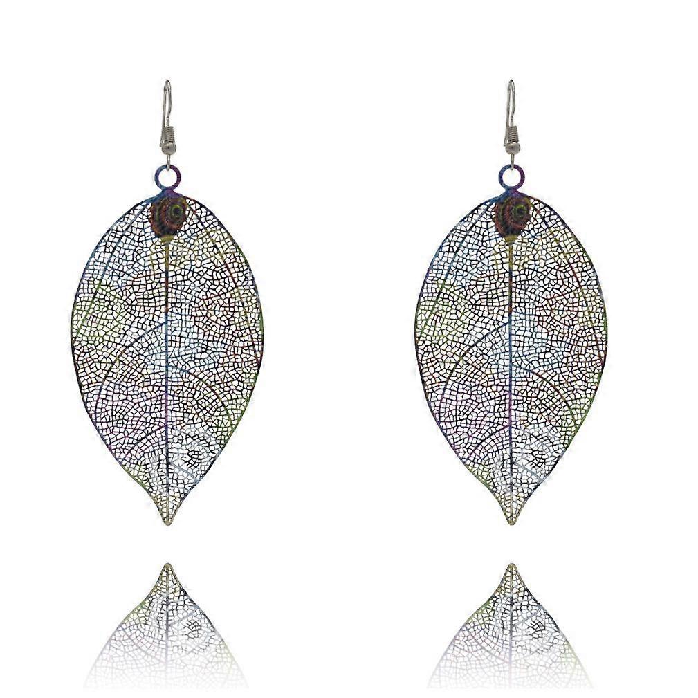 Earrings Doublelayered Leaf Tassel Metal Eardrops for Daily Use