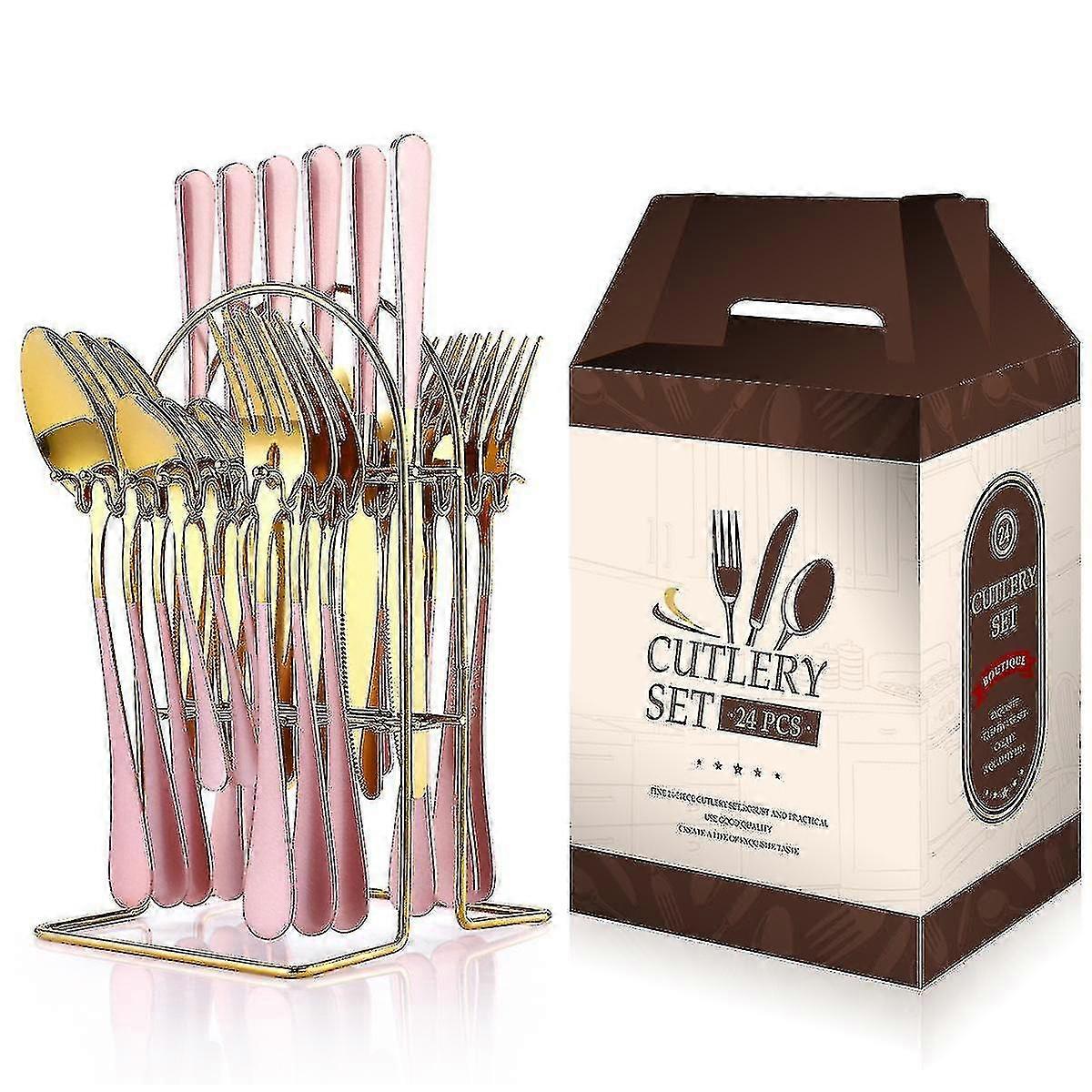Less Steel Tableware 24 Piece Set 1010 Tableware And Kitware Rack Box Set