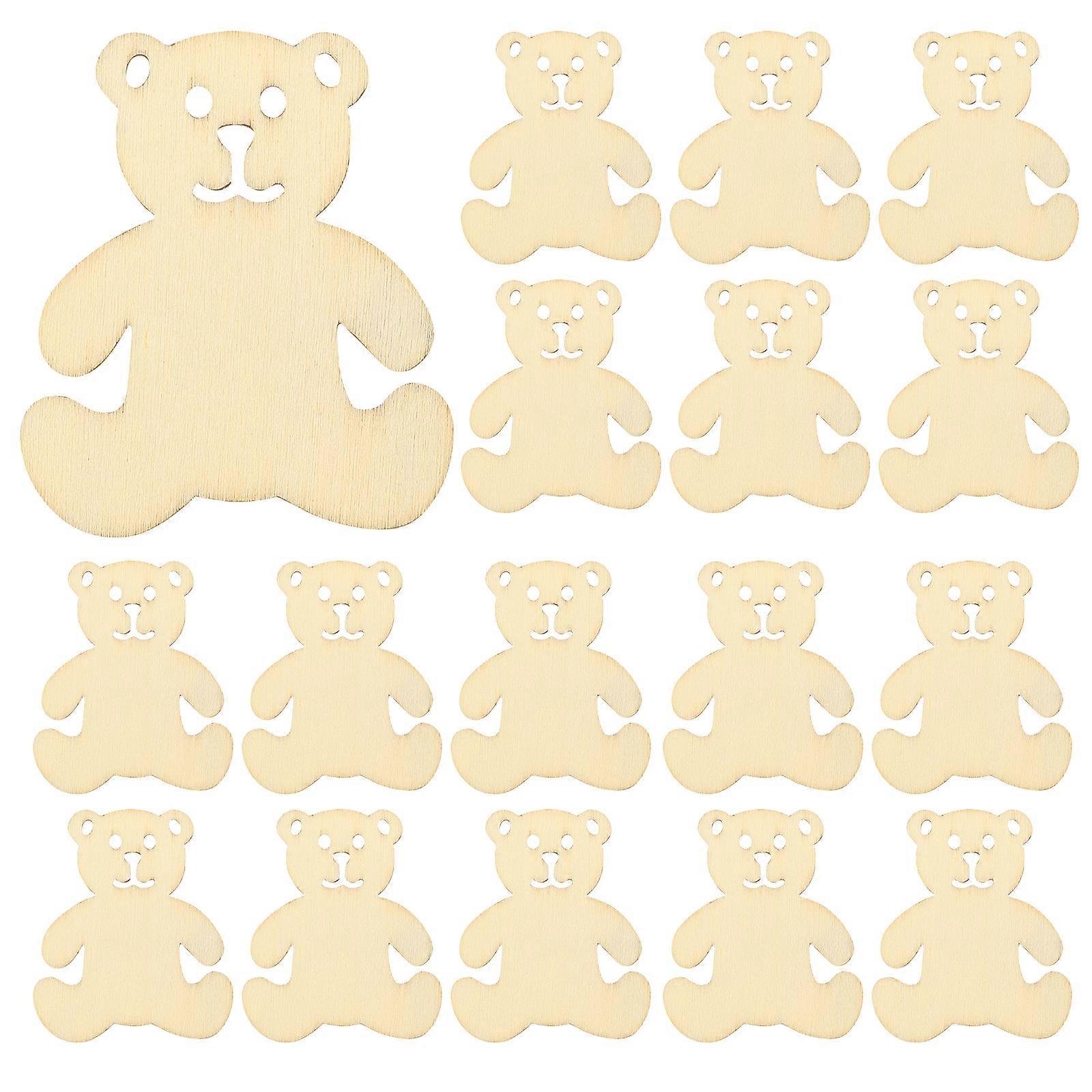 40db fa DIY forgács szeletek befejezetlen fa medve alakú design forgács dísz dekorációhoz