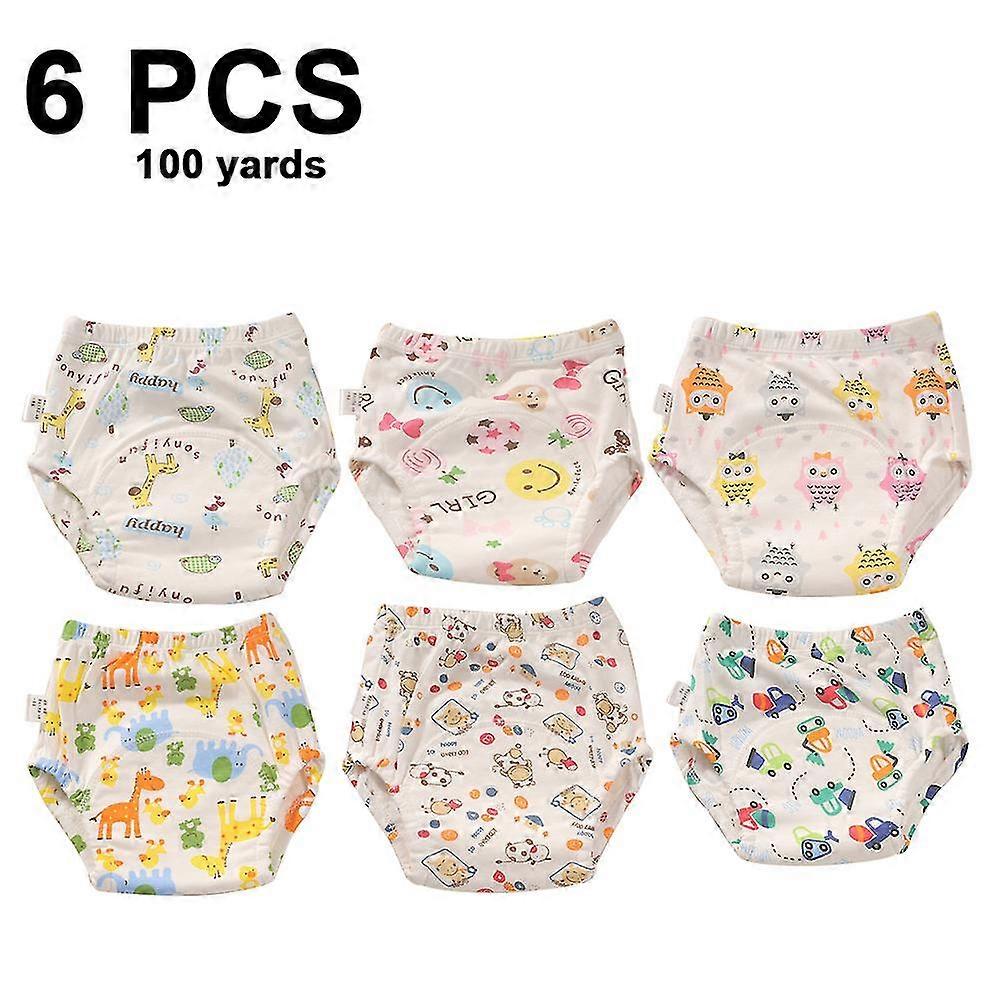 6 piezas de algodón unisex reutilizable potty training ropa interior transpirable