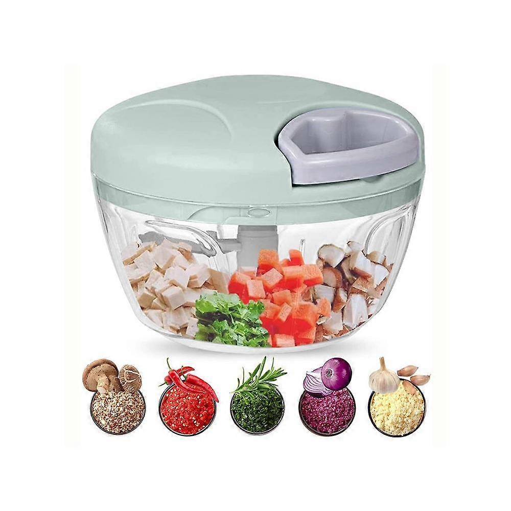 Hand chopper, manual vegetable chopper easy to clean for vegetables, fruits, onions, garlic 11.5x8cm (500 ml Green)