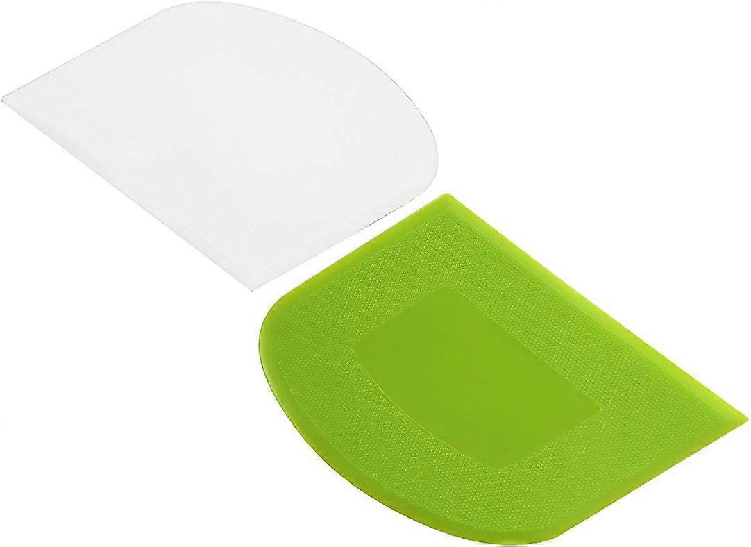 Dough Scraper Bowl Scraper Bread Cream Cake Pizza Cutter Bench Scraper- Flexible Plastic Multi-Function Kitchen tools, 2 Piece White-Green