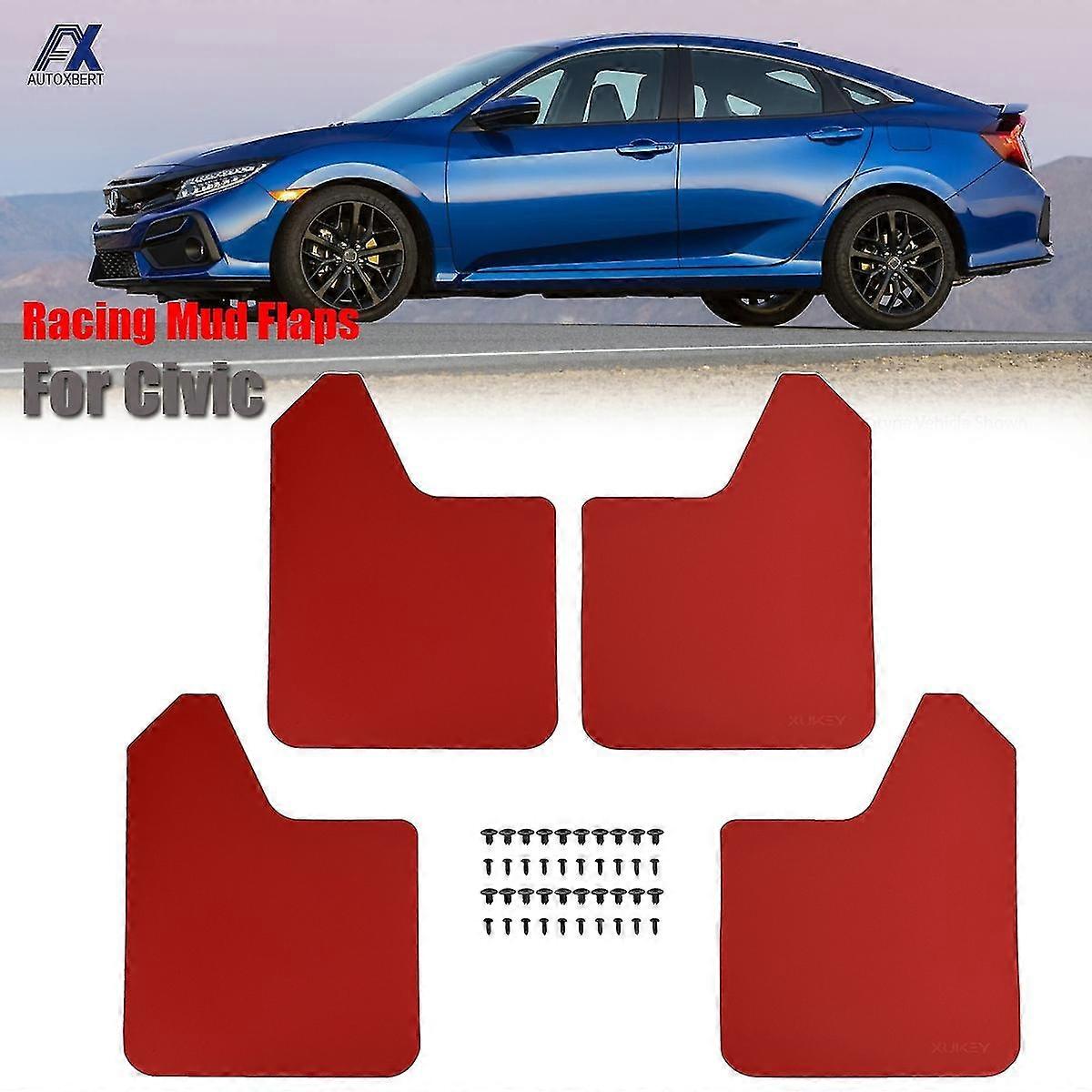 For Honda Civic Type R S Si X Se Coupe Tourer W/clips 1995-on Red Mud Flaps Mudflaps Splash Guards Mudguards W/clips