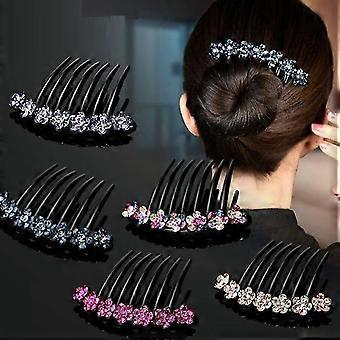 Crystal Rhinestone Flower Hair Comb Hairpins Bridal Women Headpieces Hairdresser,set Of 6pcs-MXBC