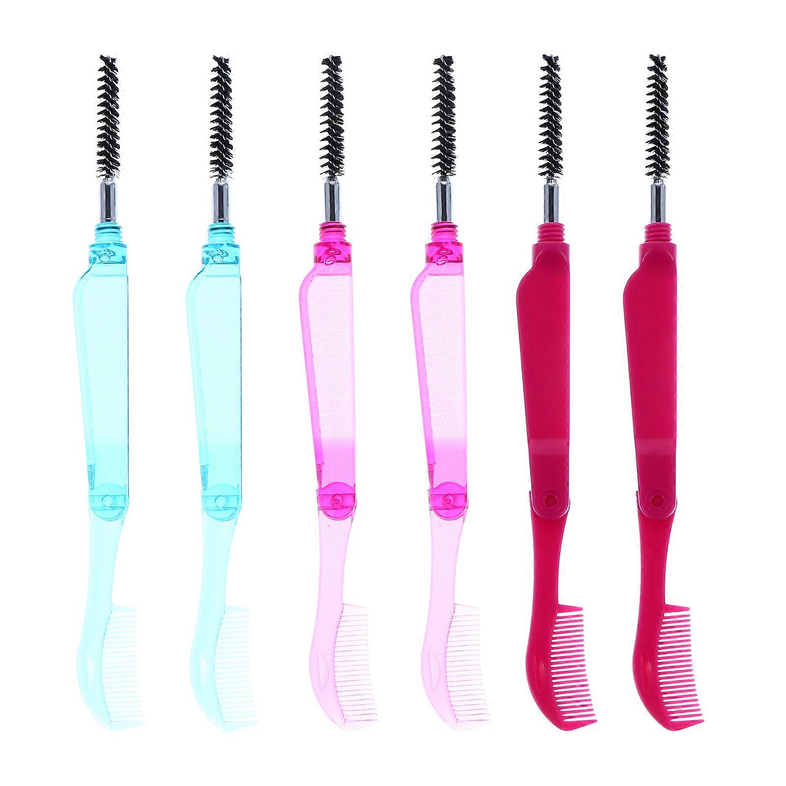 6pcs Folding Eyelash Combs Eyebrow Combs Eyelash Separator Eyebrow Brushes
