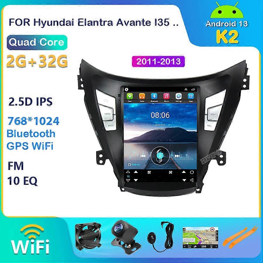 Android 13 Tesla Style Car GPS Navigation For HYUNDAI ELANTRA/MD 2011-2016 Auto Radio Stereo Multimedia Player With BT WiFi