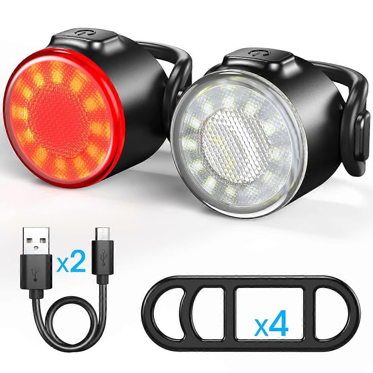 Φως ποδηλάτου LED, επαναφορτιζόμενο μπροστινό και πίσω φως USB, αδιάβροχο φως ποδηλάτου LED IPX4, 6 λειτουργίες φωτεινότητας, κατάλληλο για όλα τα ποδήλατα και όλους τους συγγενείς