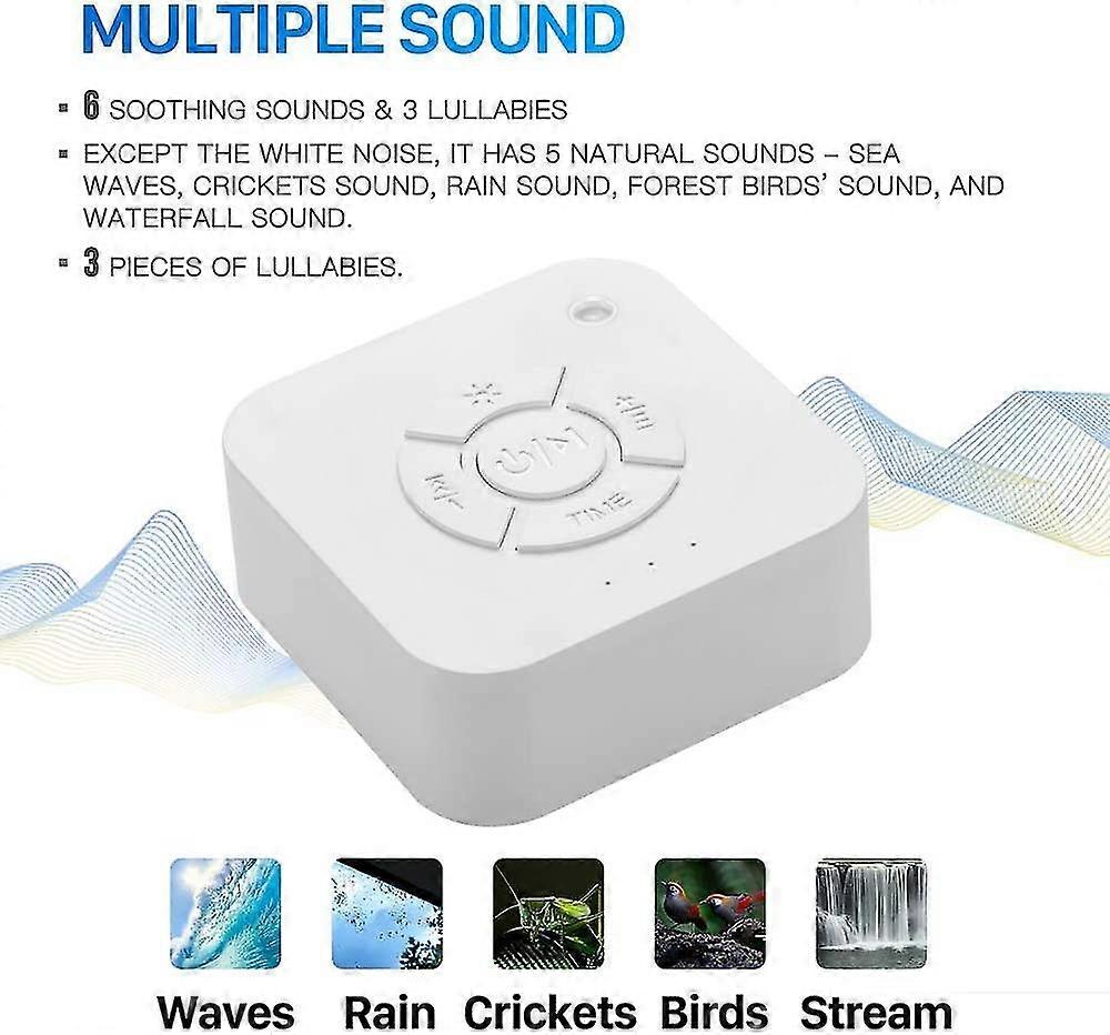 White Noise Machine Sound Machine Lullaby Sound Machine Sound Therapy Portable Sound Soother Machine For Relaxation Sleep High Fidelity Nature Sounds